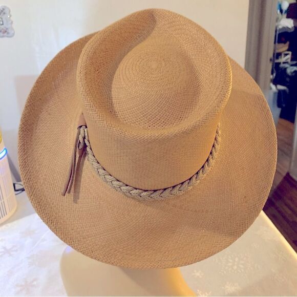 Dorman Straw Fedora Panama Hat Tan & Hatband Sz 7-7 1/8 USA Gorgeous - Picture 5 of 8